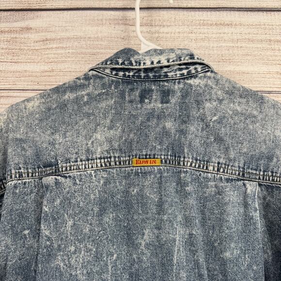 Vintage Edwin Denim Shirt Mens Large Acid Wash Blue Western Button Up Japan 90s - Picture 4 of 11